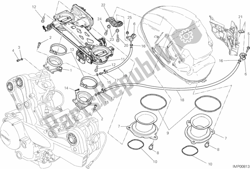 All parts for the Throttle Body of the Ducati Multistrada 1200 ABS Brasil 2015